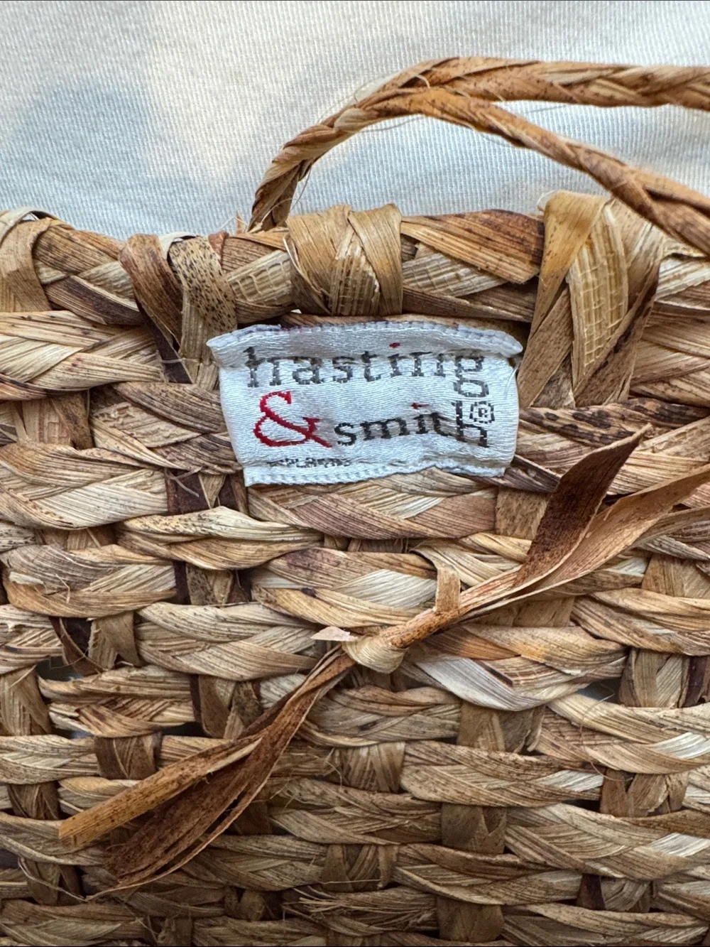 Large Handwoven Brown Straw Tote Bag with Top Handles